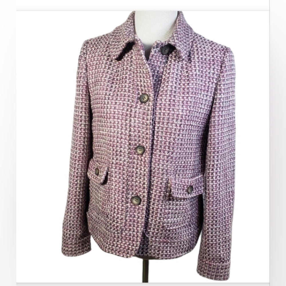 Talbots size 8 purple gray & white jacket